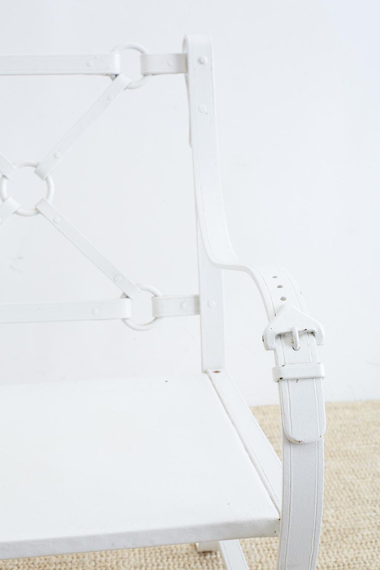 Hermes Style Faux Leather Iron Belt Strap Chairs at 1stDibs