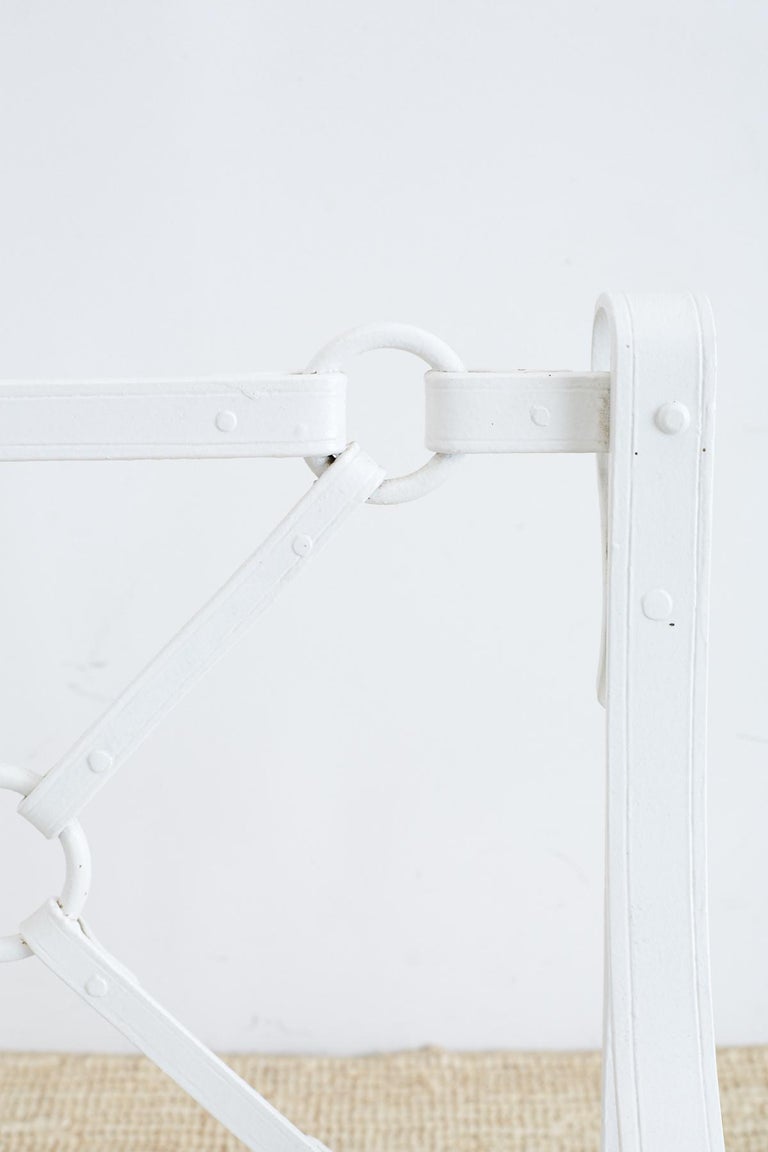 Hermes Style Faux Leather Iron Belt Strap Chairs at 1stDibs