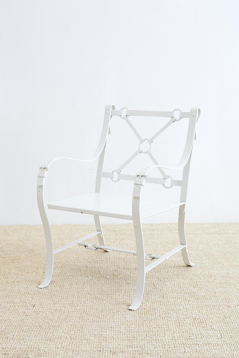 Hermes Style Faux Leather Iron Belt Strap Chairs at 1stDibs