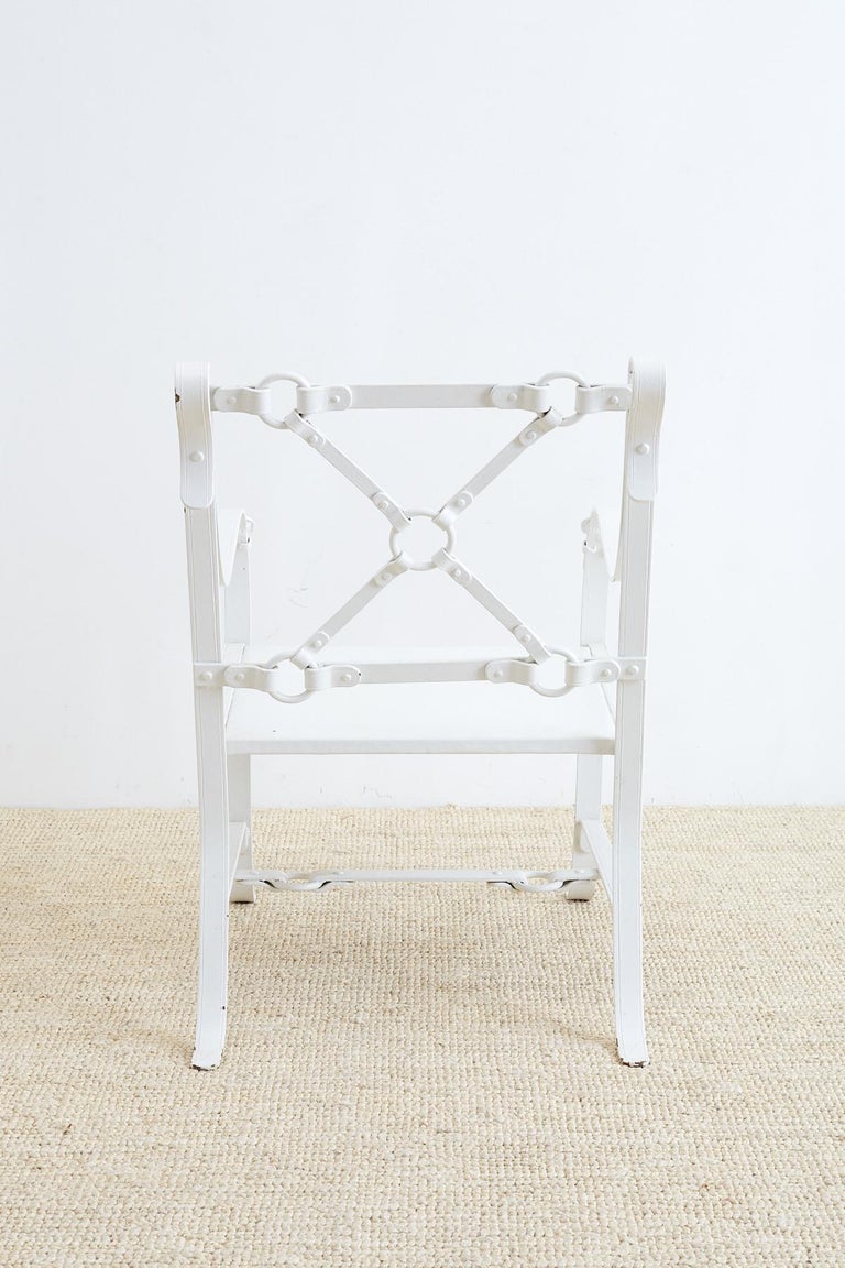 Hermes Style Faux Leather Iron Belt Strap Chairs at 1stDibs