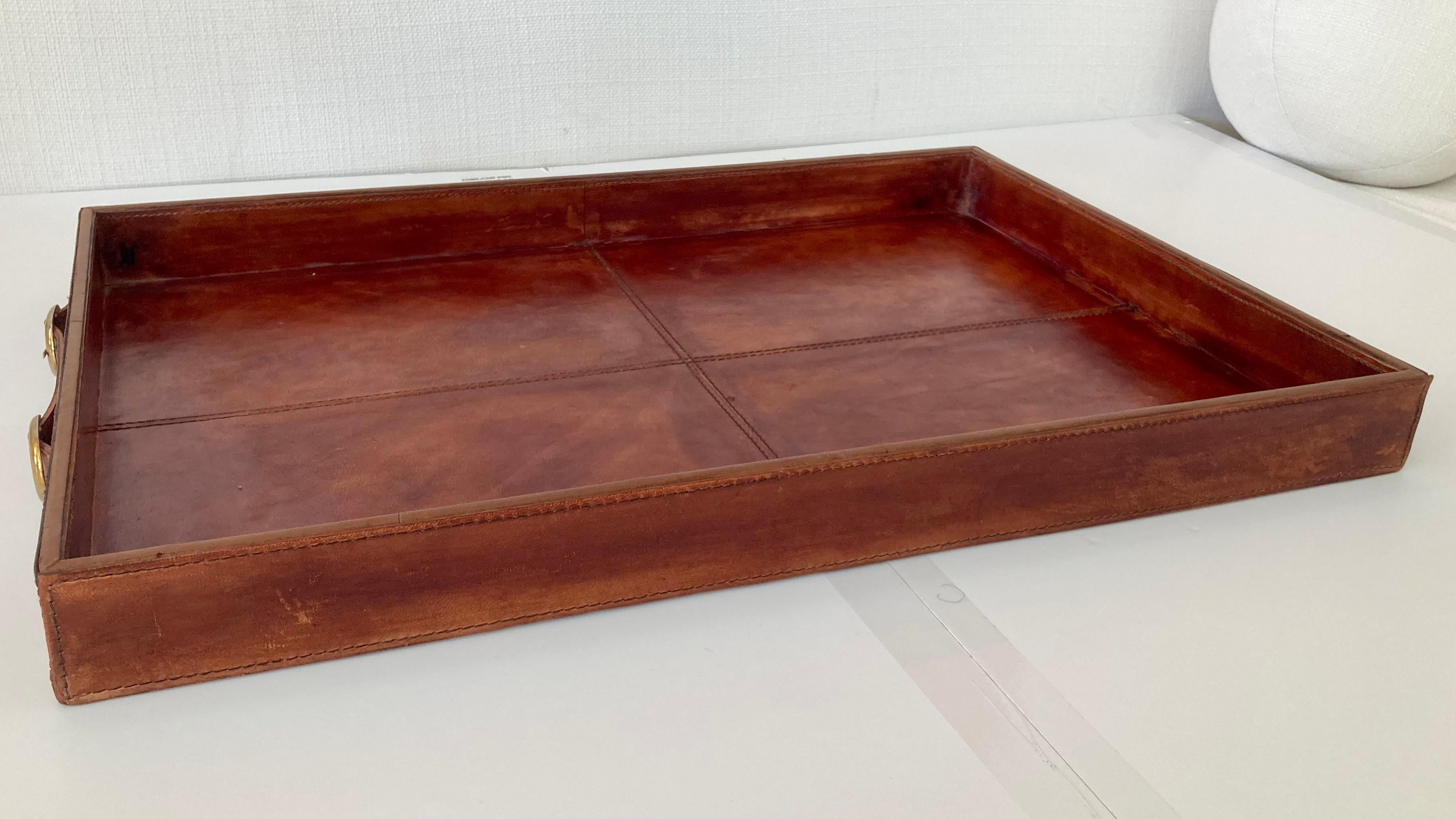 Hermes Style Leather Serving Tray 2