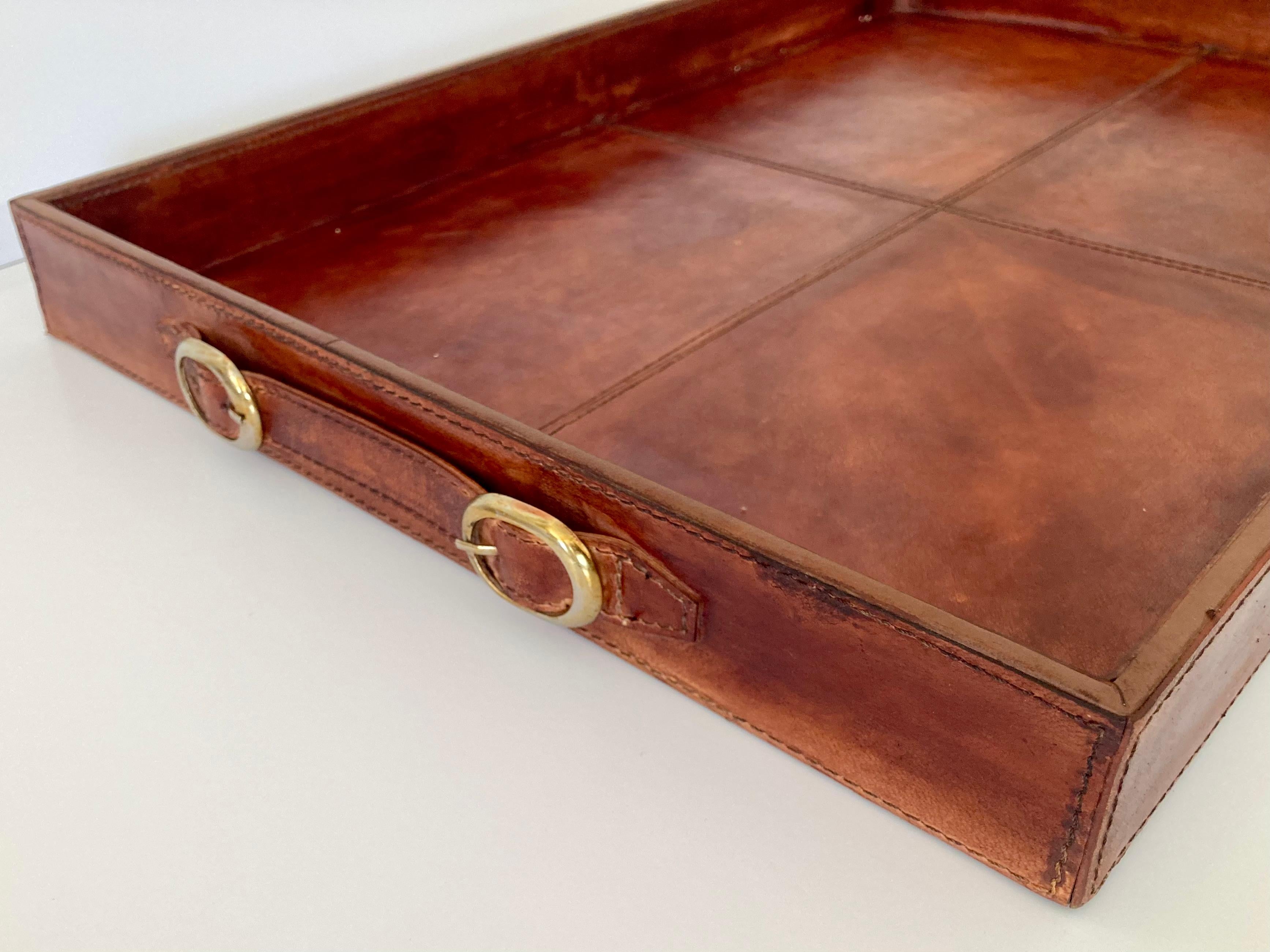 Hermes Style Leather Serving Tray 4