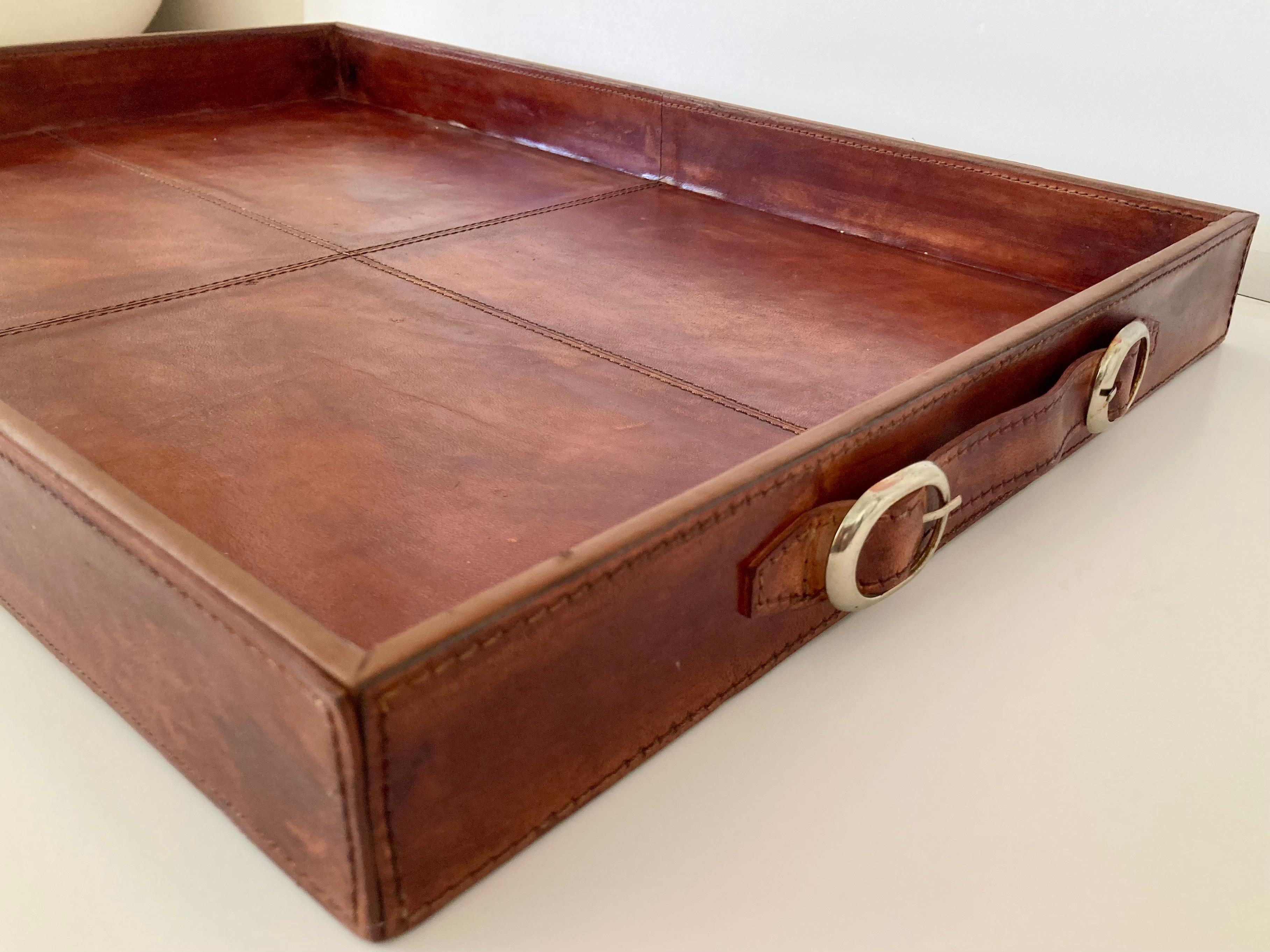 Hermes Style Leather Serving Tray 6