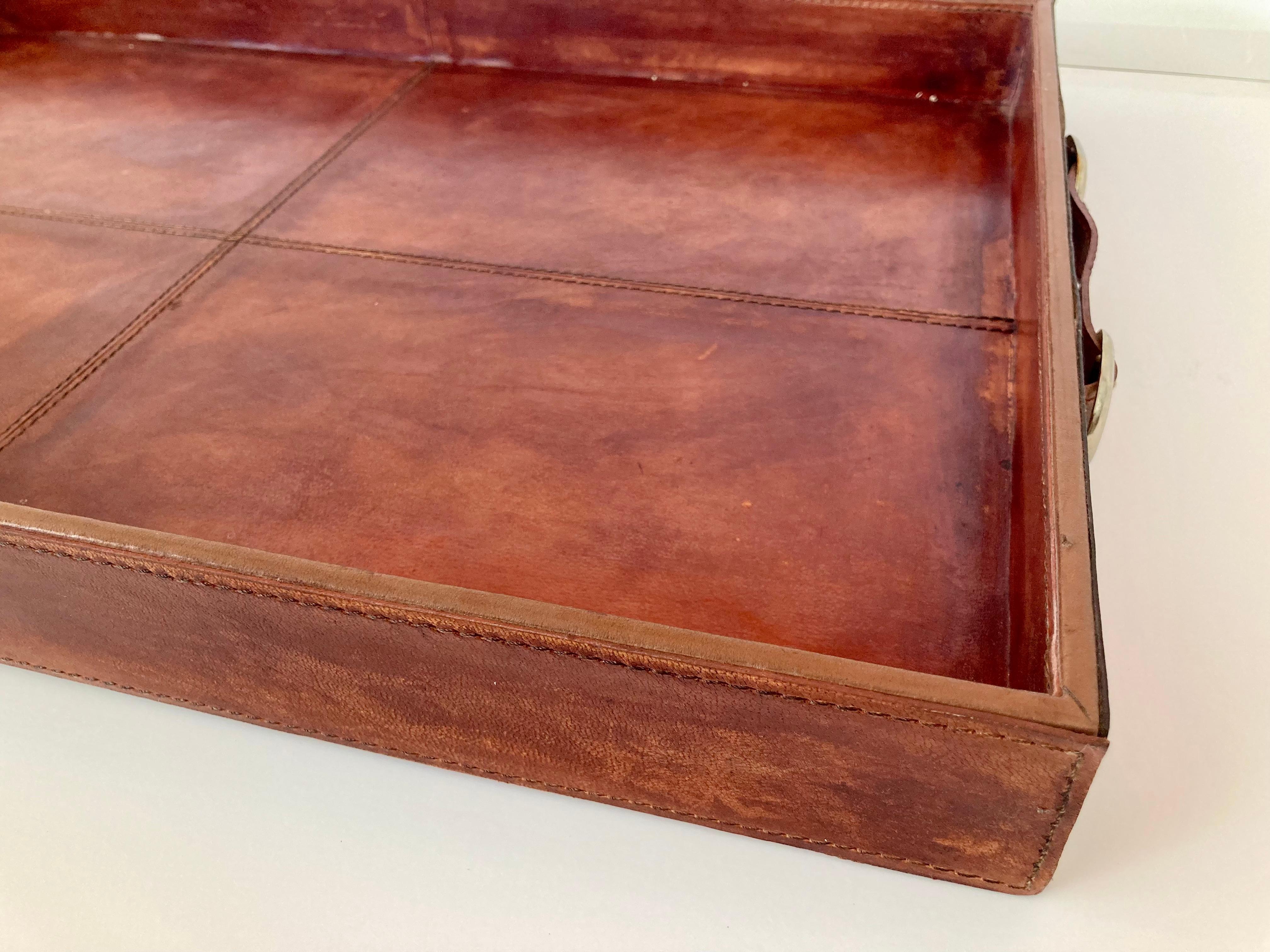Hermes Style Leather Serving Tray 7
