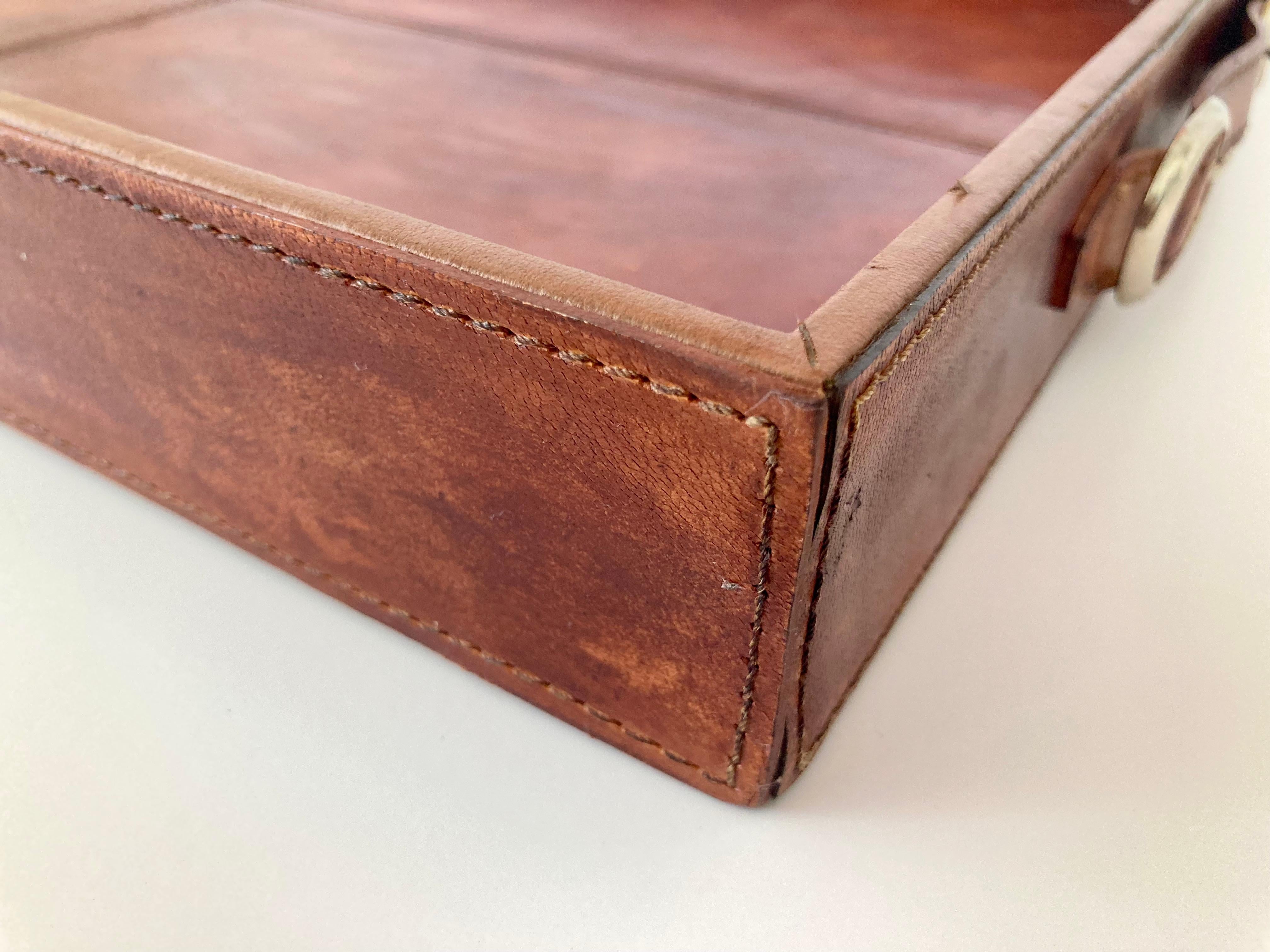 Hermes Style Leather Serving Tray 8