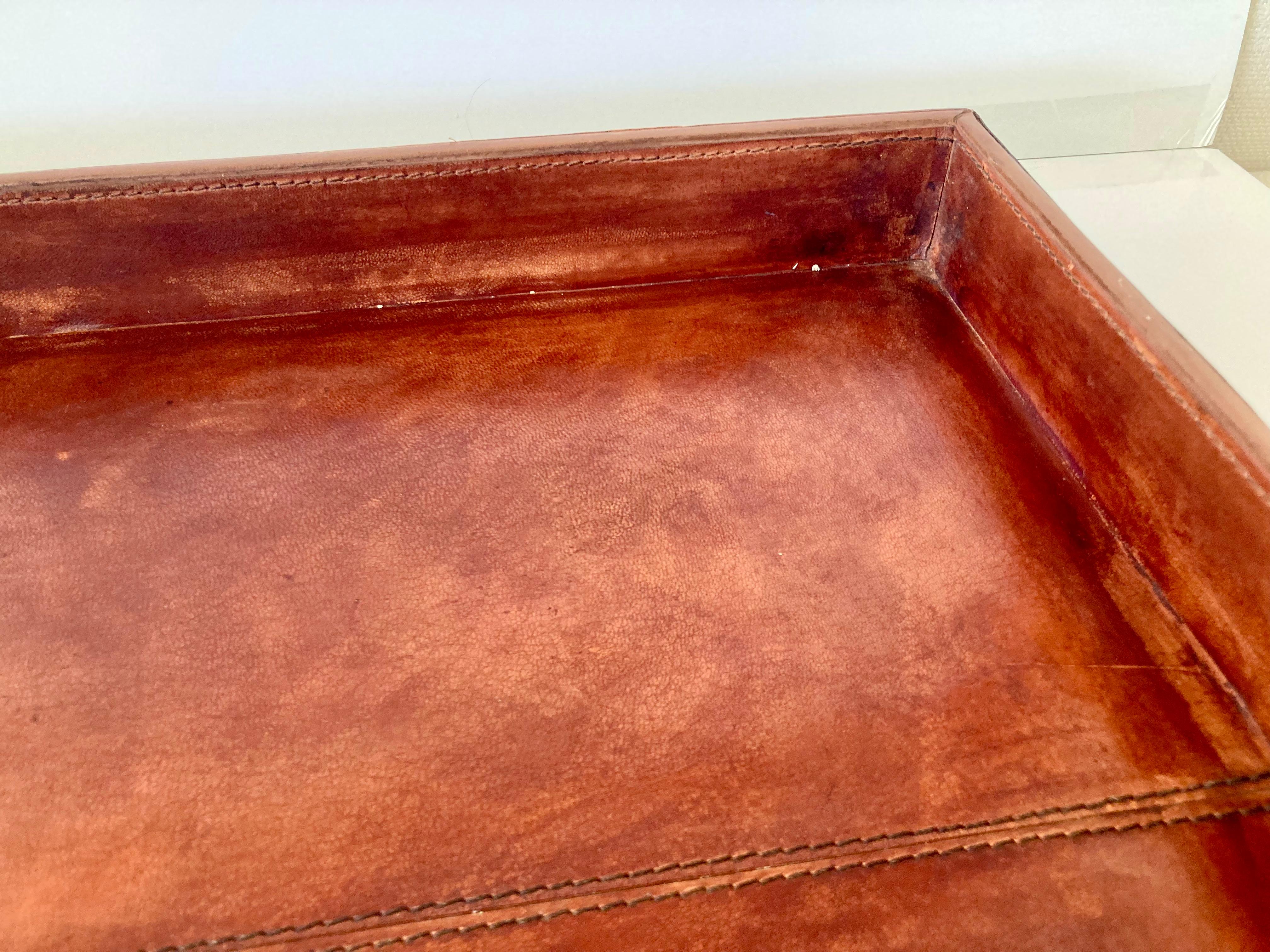 Hermes Style Leather Serving Tray 10