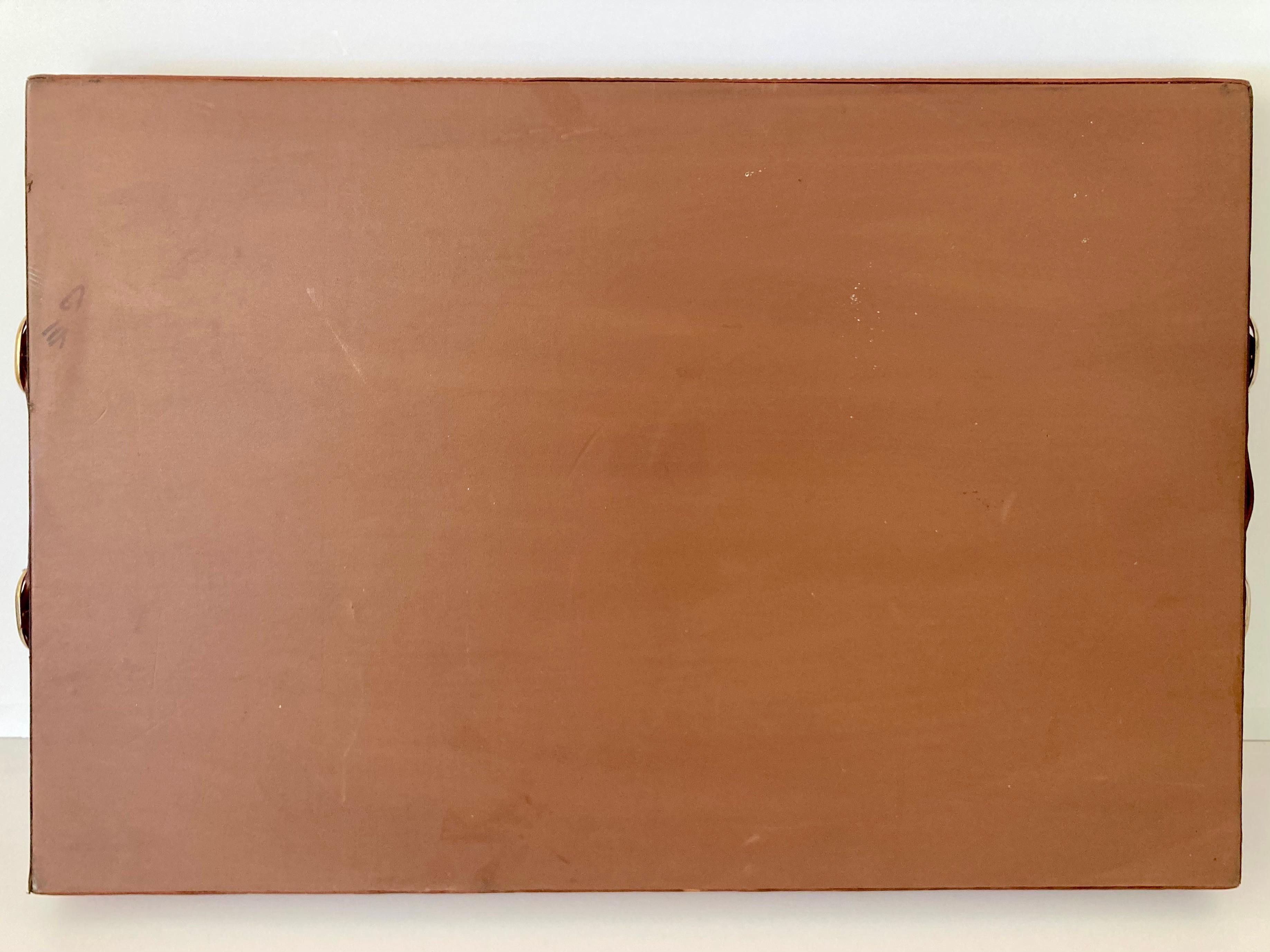 French Hermes Style Leather Serving Tray