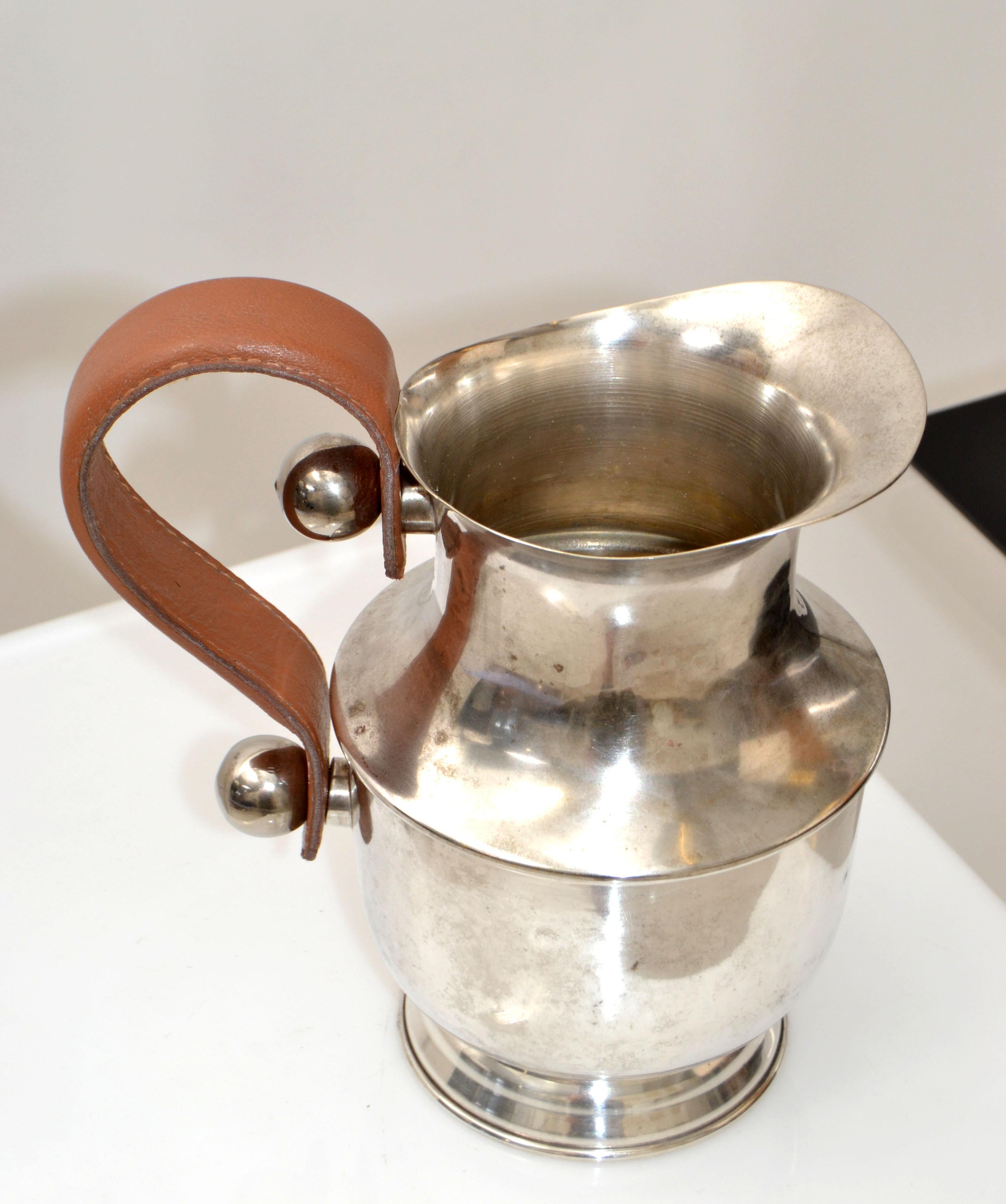 Hand-Crafted Hermès Style Mid-Century Modern Silver Plate over Nickel Decanter, Vessel Carafe