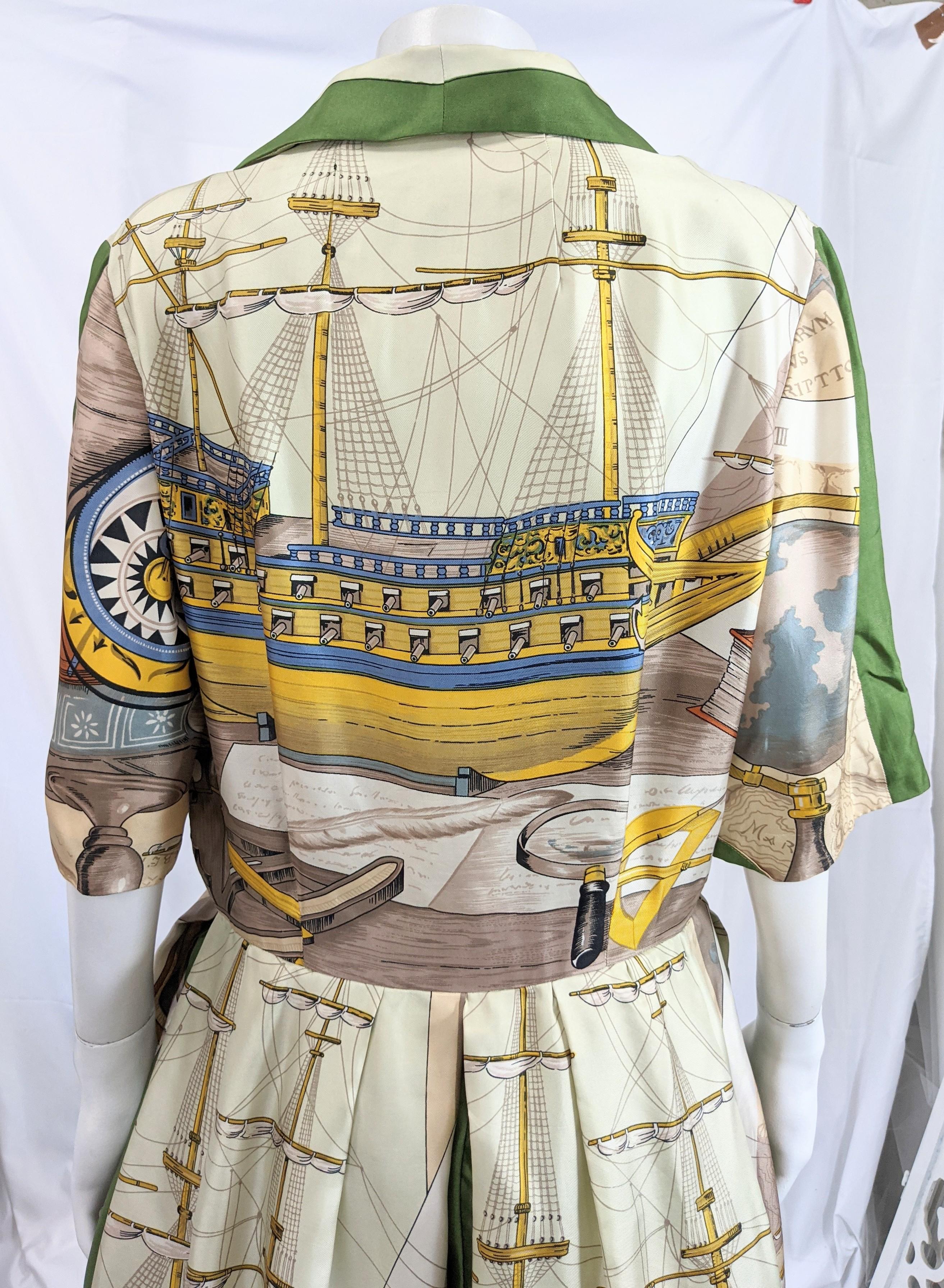 Hermes Style Printed Shirtwaist Dress by Holly Hoelscher In Good Condition For Sale In New York, NY