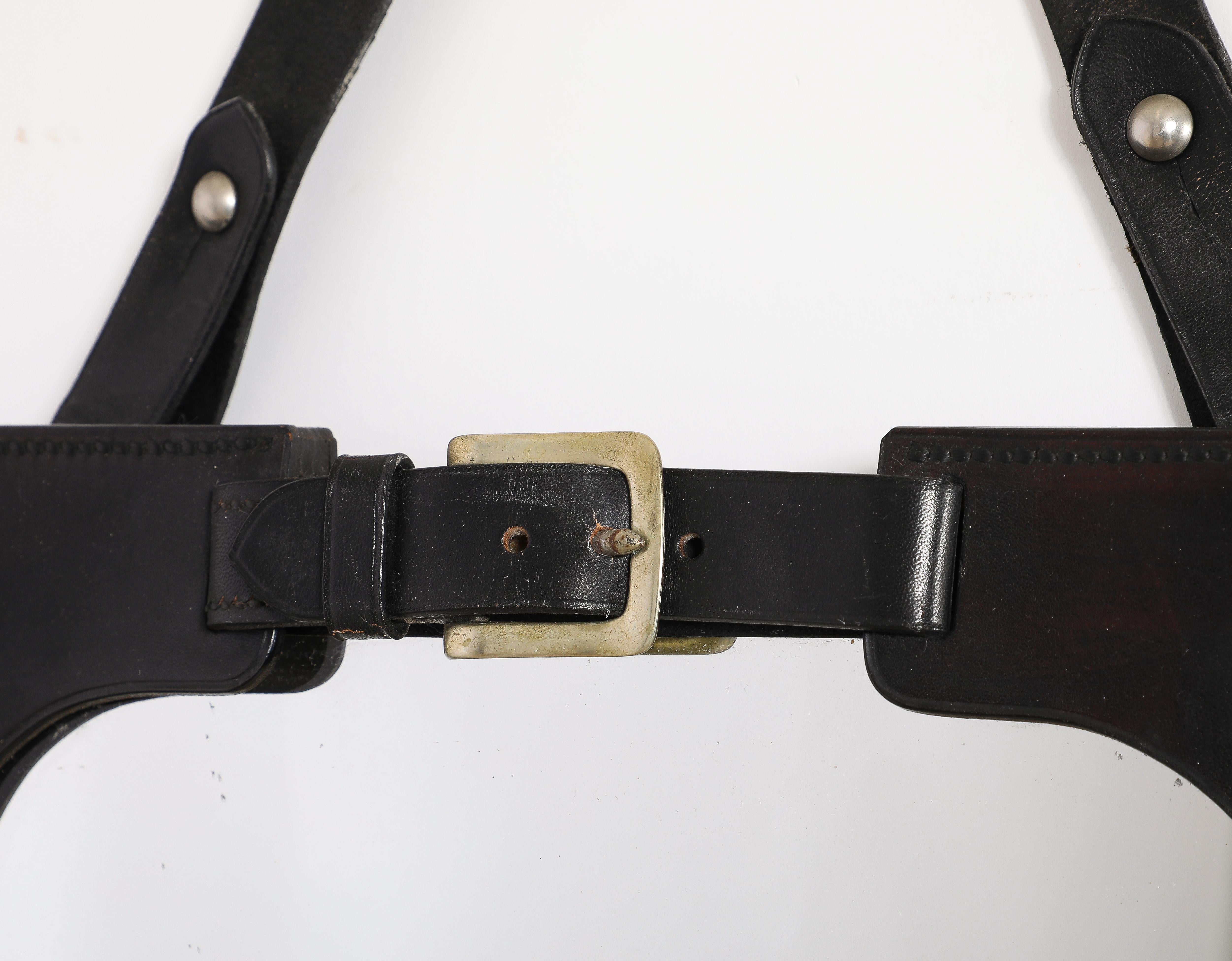 Hermes Style Saddle Theme Leather & Steel Accents Mirror - France 1970's For Sale 5