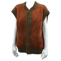 Vintage Hermes Suede and Heather Knit Vest