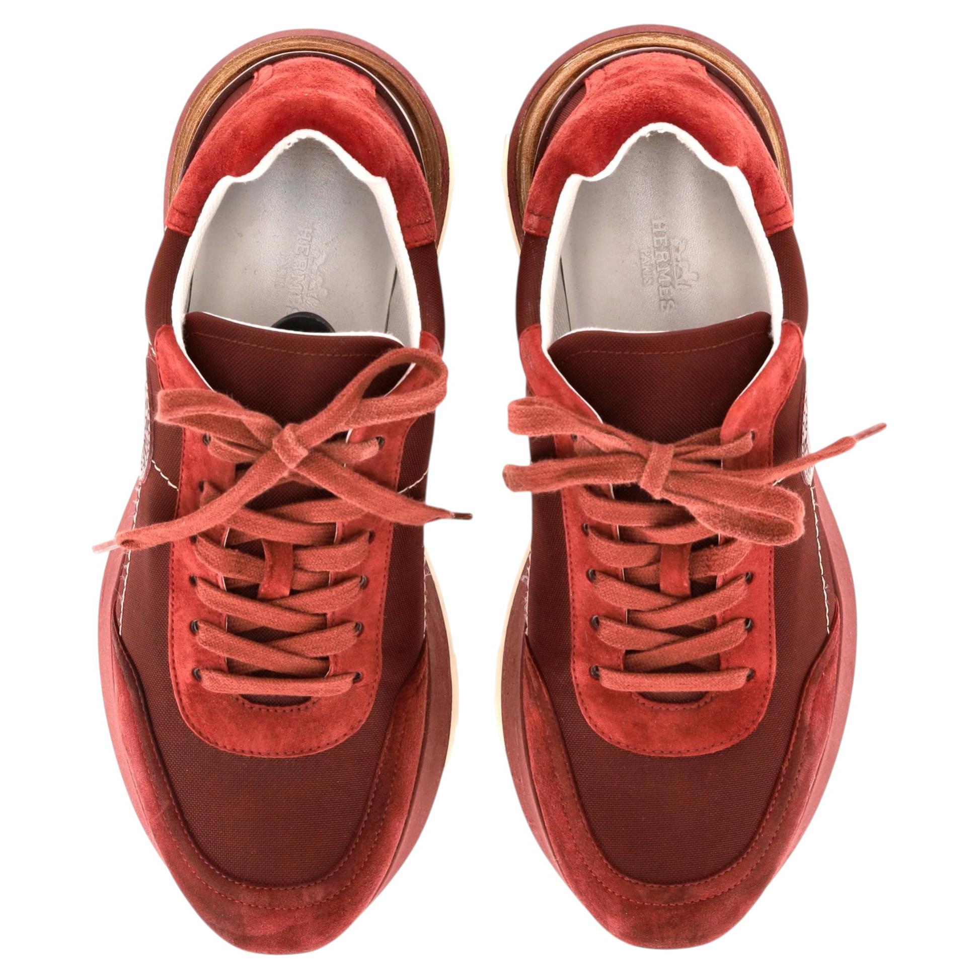 Hermes Suede Drive Sneakers With A Logo Badge