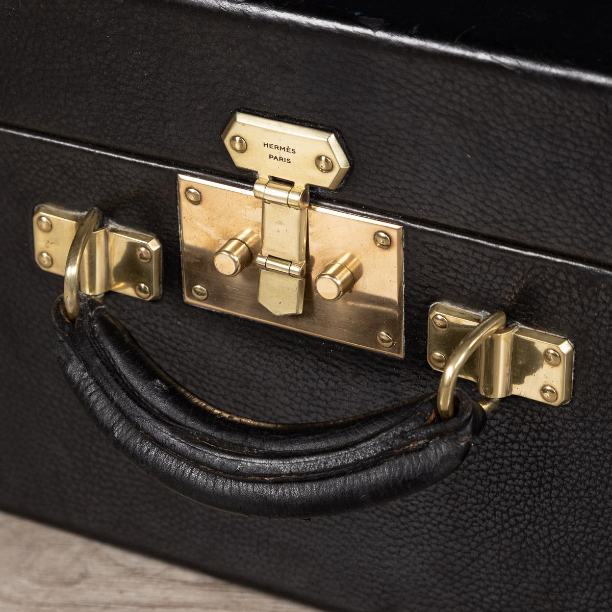 Hermès Suitcase in Black Leatherette, Paris, circa 1940 5