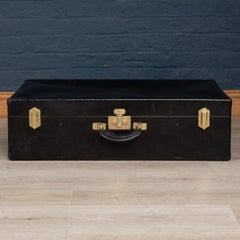 Hermès Suitcase in Black Leatherette, Paris, circa 1940