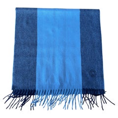 Hermès Summer Block Muffler In Bleu Chiné, 100% Cashmere