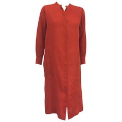 Hermès - Robe d'été exceptionnelle en lin rouge/orange