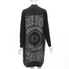 HERMES Sundial black cashmere-blend 100% silk printed robe cardigan FR34 XS