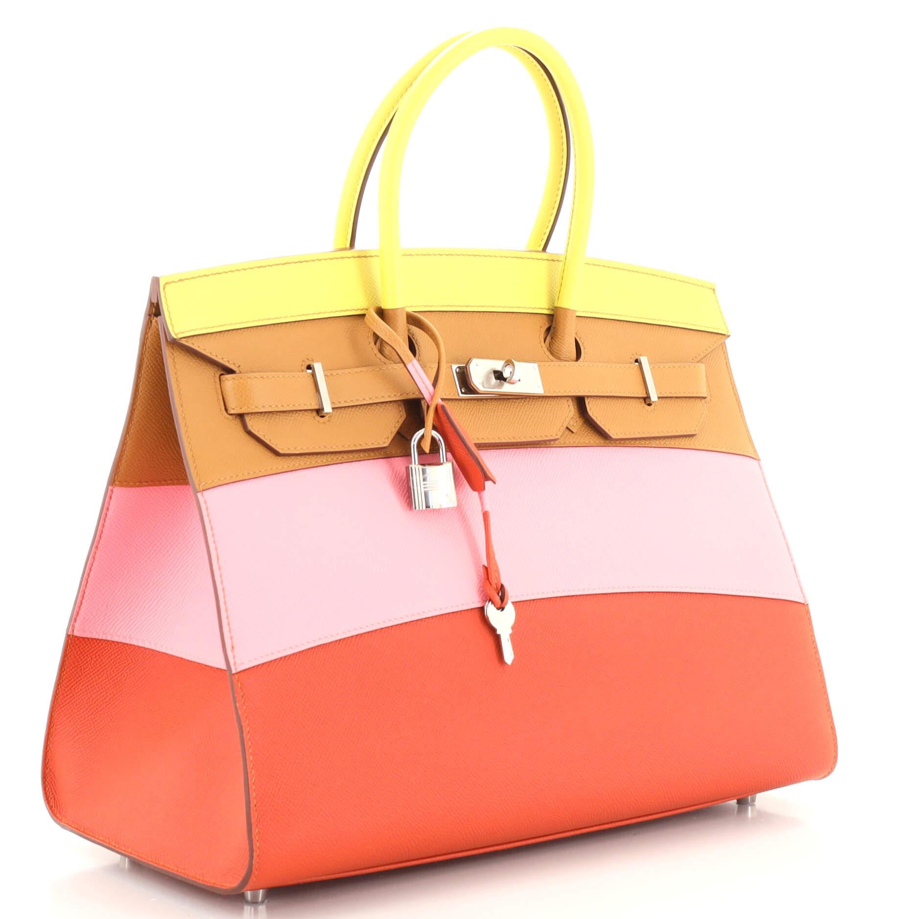 Hermes Sunrise Birkin Sellier Bag Multicolor Epsom with Palladium Hardwar In Good Condition In NY, NY