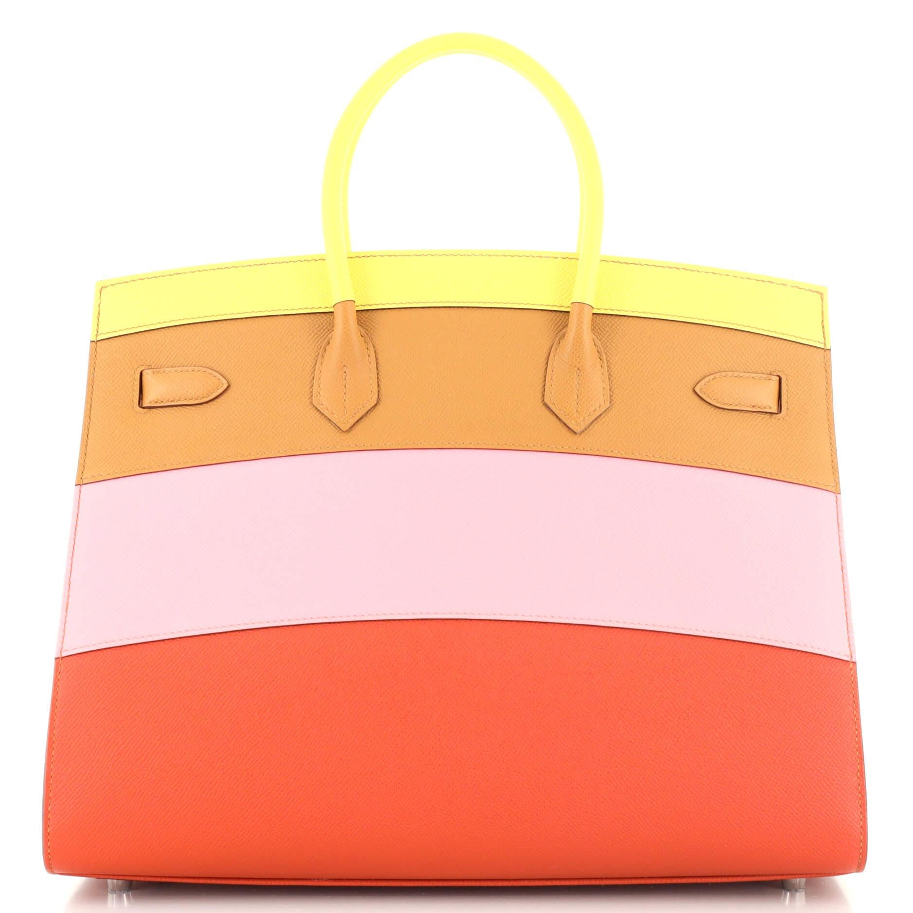 Women's or Men's Hermes Sunrise Birkin Sellier Bag Multicolor Epsom with Palladium Hardwar