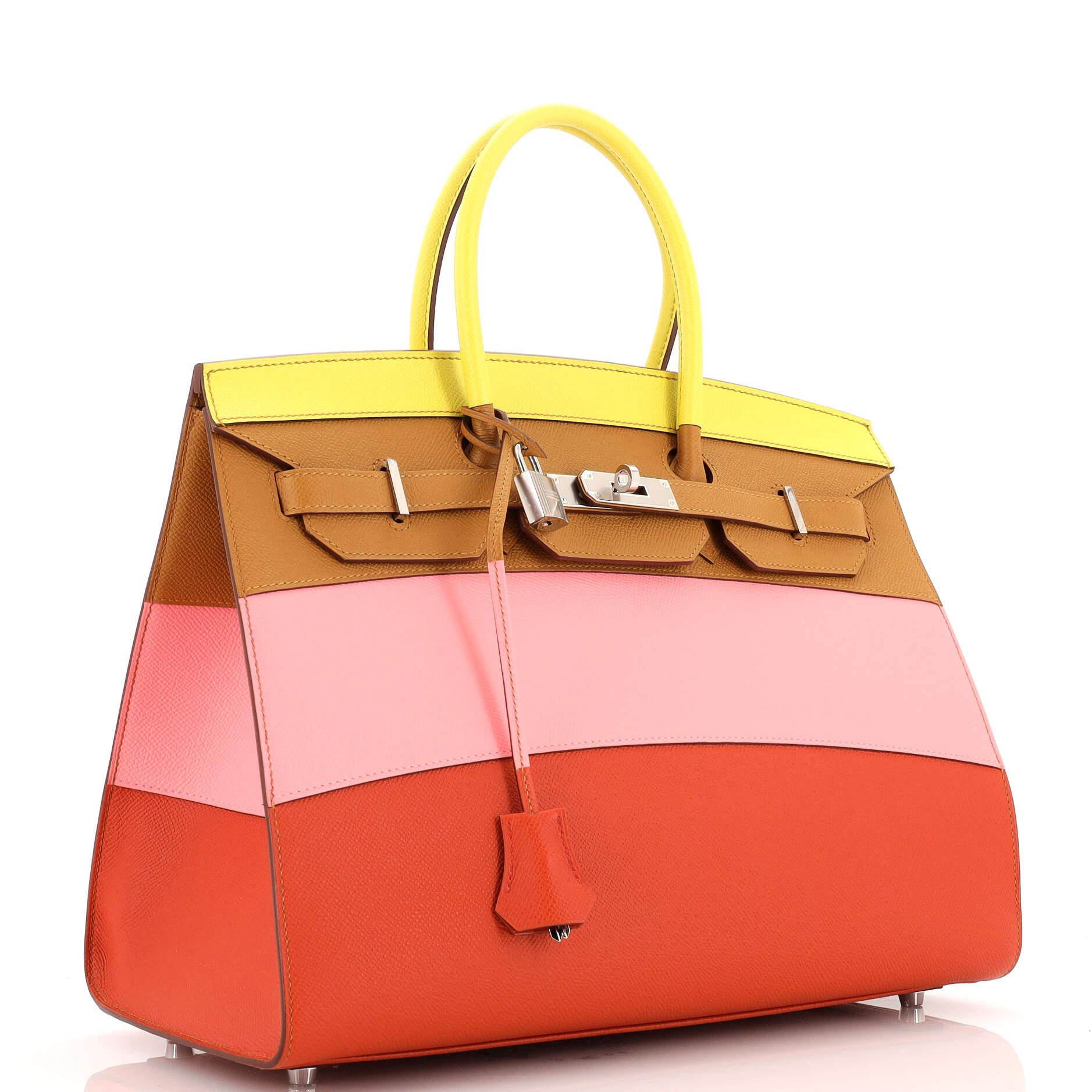 Hermes Sunrise Birkin Sellier Bag Multicolor Epsom with Palladium Hardware 35 In Good Condition In NY, NY