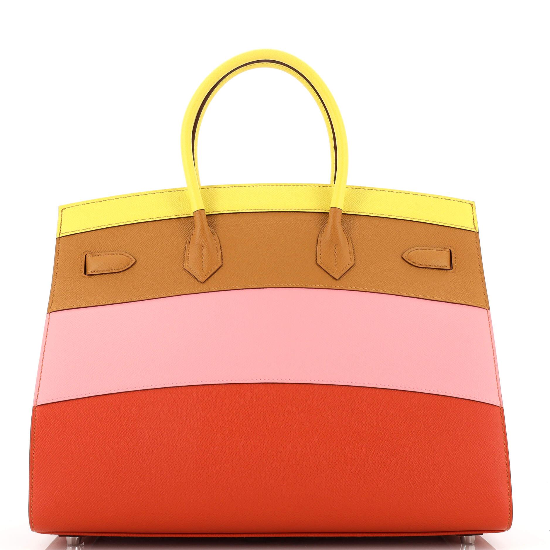 Women's Hermes Sunrise Birkin Sellier Bag Multicolor Epsom with Palladium Hardware 35