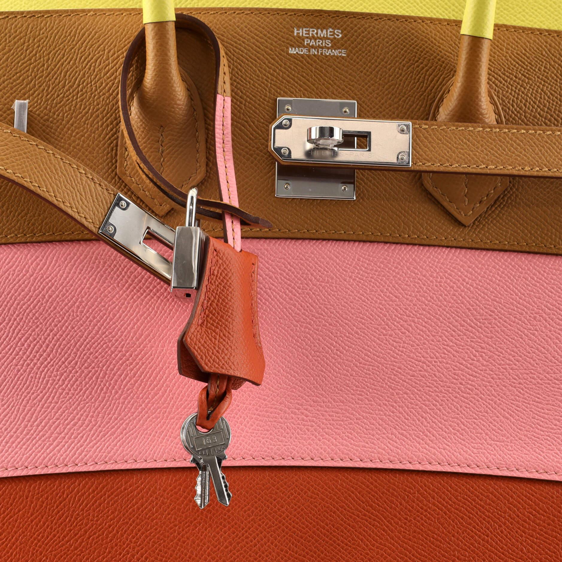 Orange Hermes Sunrise Birkin Sellier Bag Multicolor Epsom with Palladium Hardware 35