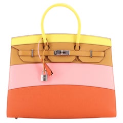 Sac Hermès Sunrise Birkin Sellier en cuir Epsom multicolore avec finitions métalliques en palladium 35