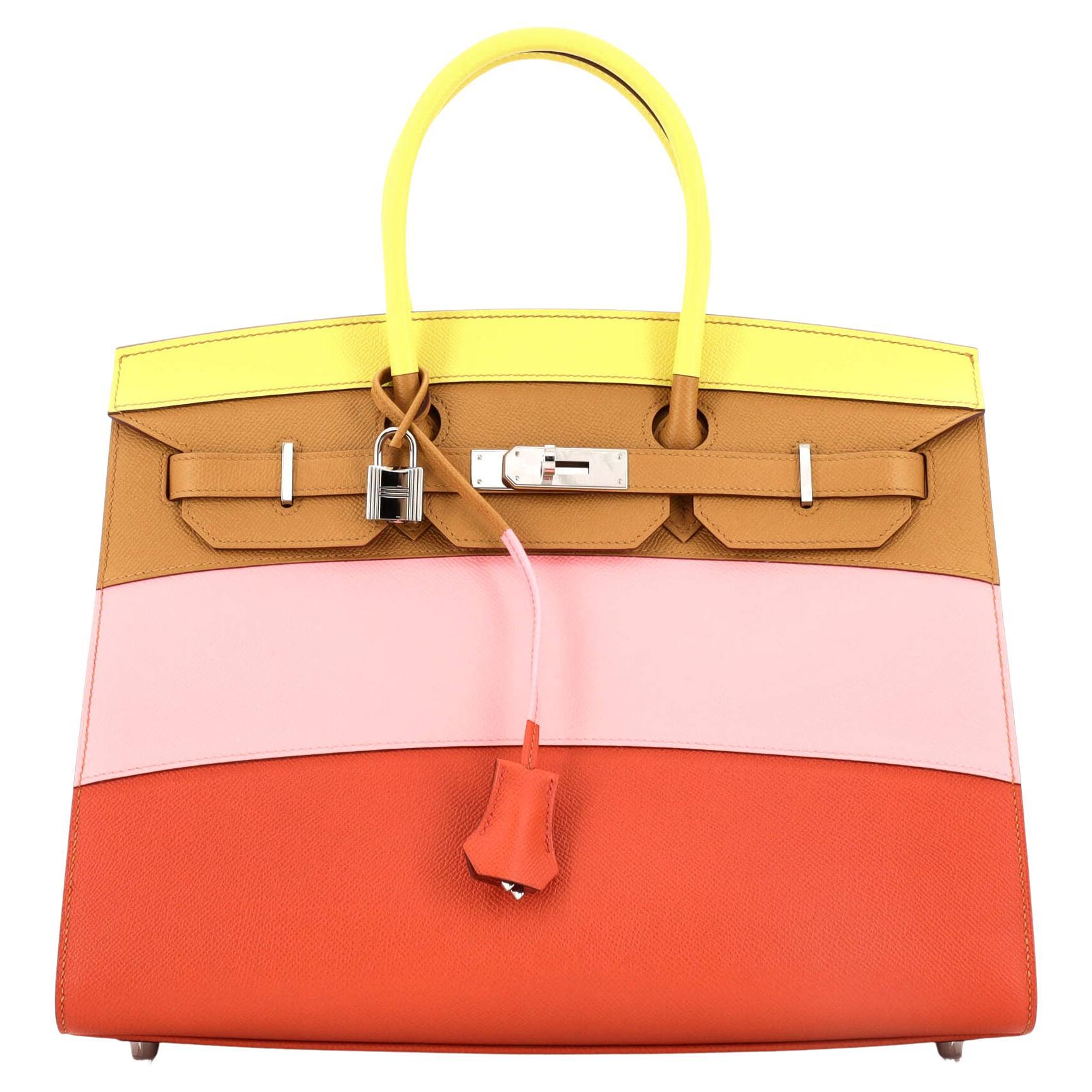 Hermes Sunrise Birkin Sellier Bag Multicolor Epsom with Palladium Hardware 35