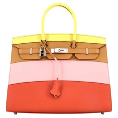 Hermes Sunrise Birkin Sellier Bag Multicolor Epsom with Palladium Hardware 35