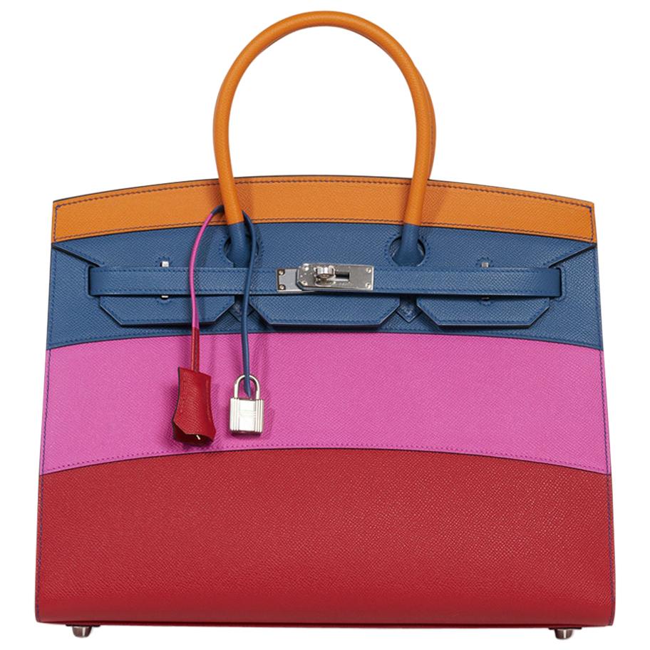 Hermes Birkin 25 Bag HSS Rose Azalee with Rouge Casaque Epsom Gold Hardware  at 1stDibs