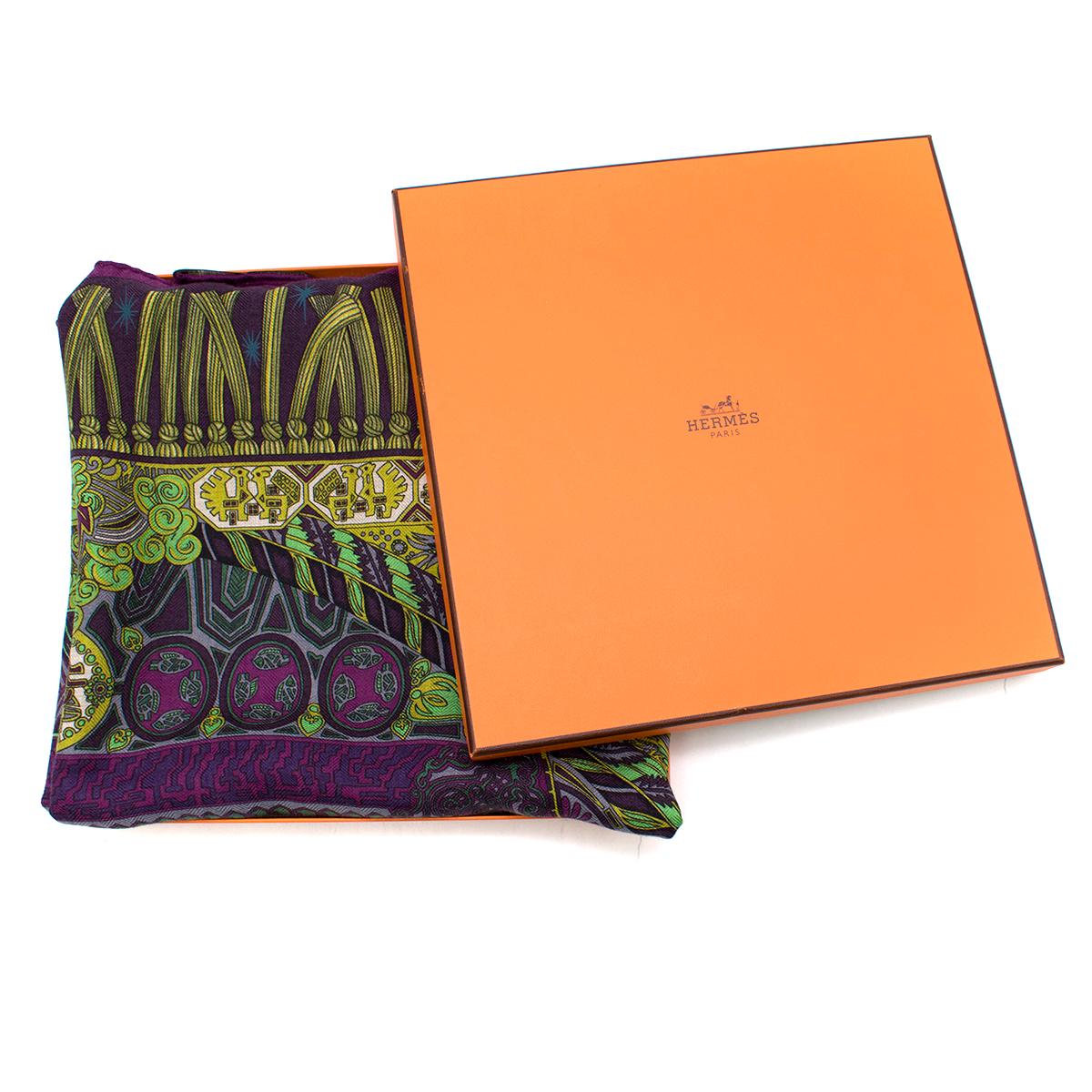 Black Hermes Sur un Tapis Volant Cashmere & Silk-Blend Scarf