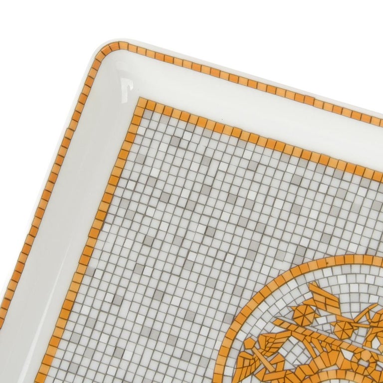 Hermes Sushi Plate Mosaique Au 24 Gold Tray Small Model Porcelain at