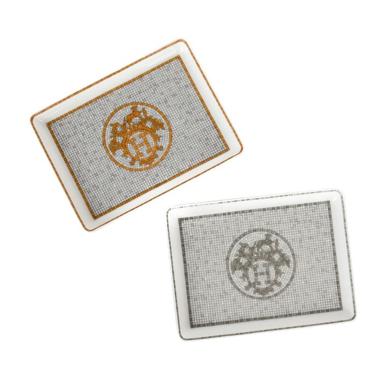 Hermes Sushi Plate Mosaique Au 24 Gold Tray Small Model Porcelain at 1stDibs