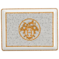 Hermes Sushi Teller Mosaique Au 24 Gold Tablett Kleines Modell Porzellan