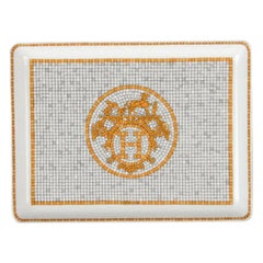 Hermes Sushi Plate Mosaique Au 24 Gold Tray Petit Modèle Porcelaine
