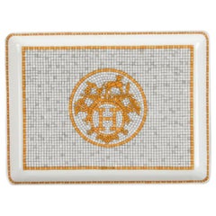 Hermes Sushi Plate Mosaique Au 24 Gold Tray Petit Modèle Porcelaine