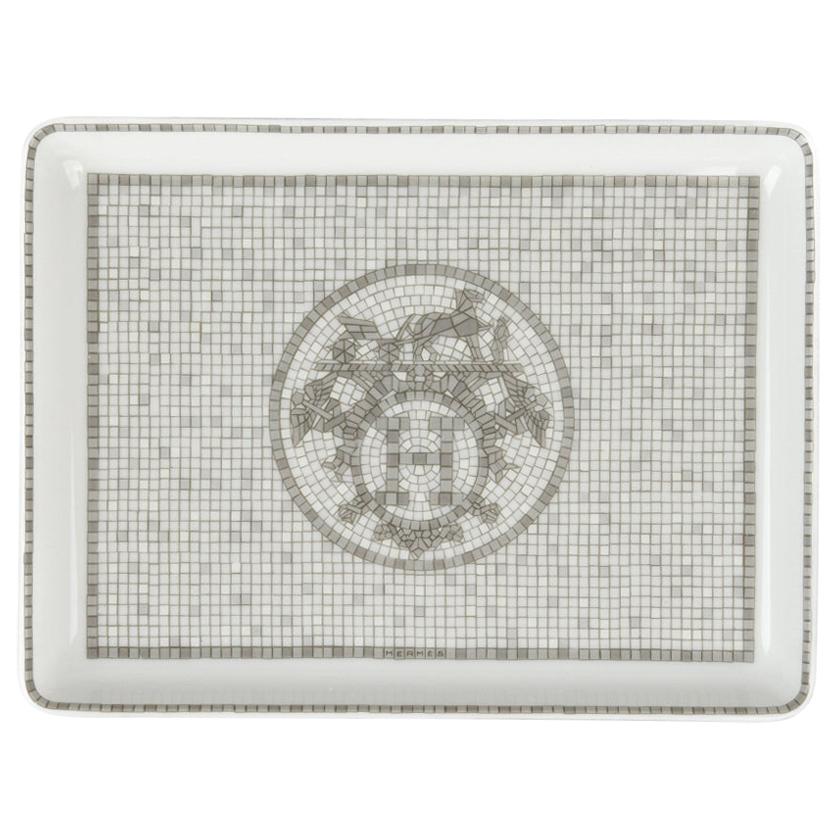 Hermes Sushi Plate Mosaique Au 24 Platinum Small Model Porcelain