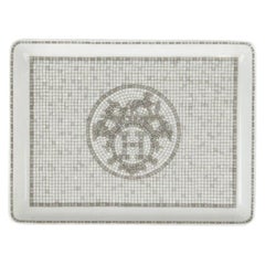 Hermes Sushi Plate Mosaique Au 24 Platinum Small Model Porcelain New w/Box
