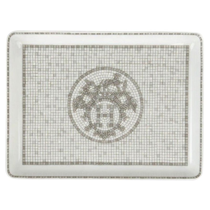 Hermes Plato Sushi Mosaique Au 24 Platino Pequeño Modelo Porcelana Nuevo c/Caja