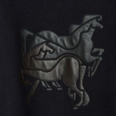 Sweat-shirt Hermès « Cuir » FR36, noir, en coton et cuir marron, taille S, Hermès