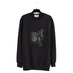 Sweat-shirt Hermès « Cuir » FR36, noir, en coton et cuir marron, taille S, Hermès