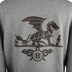 Hermes Sweater Ex-Libris Dragon Gris w/ Lambskin Patch Crewneck L