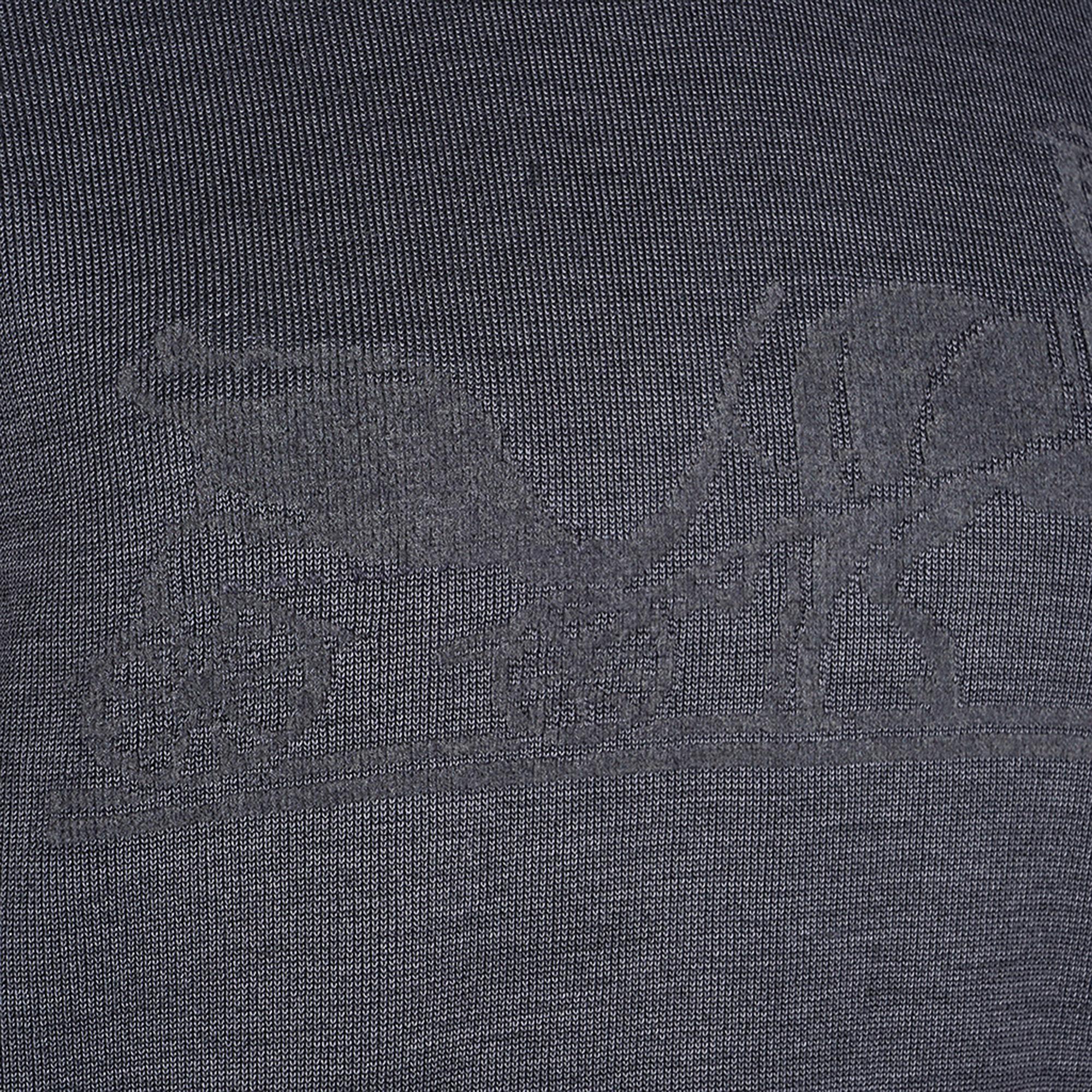Hermes Sweater Ex-Libris Gray Cashmere and Silk  34 / 4 For Sale 3