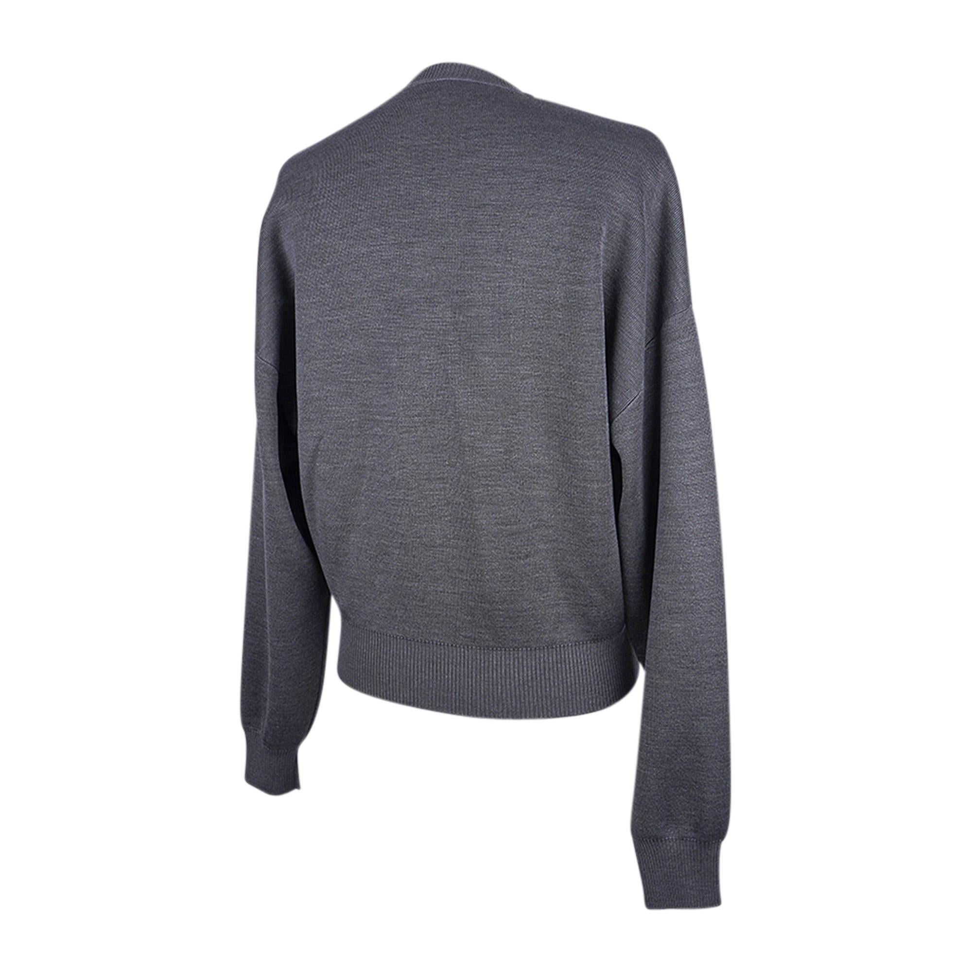 Hermes Sweater Ex-Libris Gray Cashmere and Silk  34 / 4 For Sale 4