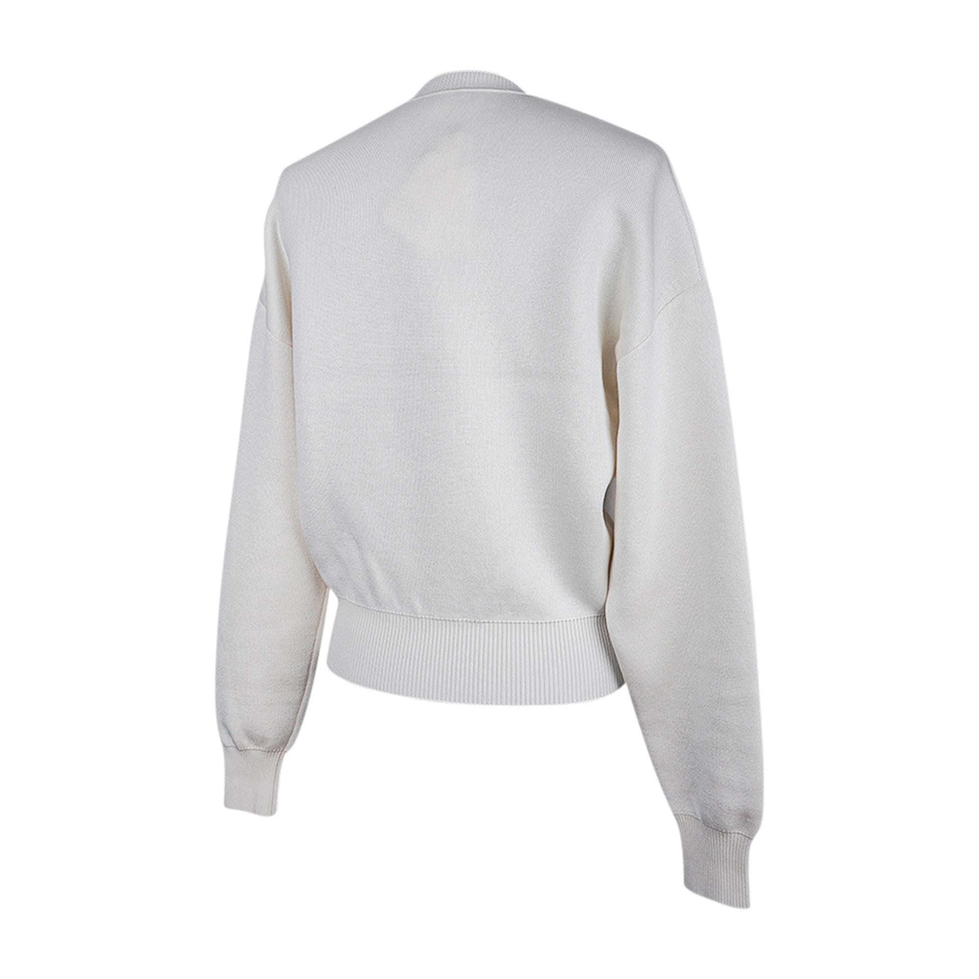 Hermes Sweater Ex-Libris Winter White Cashmere and Silk  34 / 4 For Sale 4