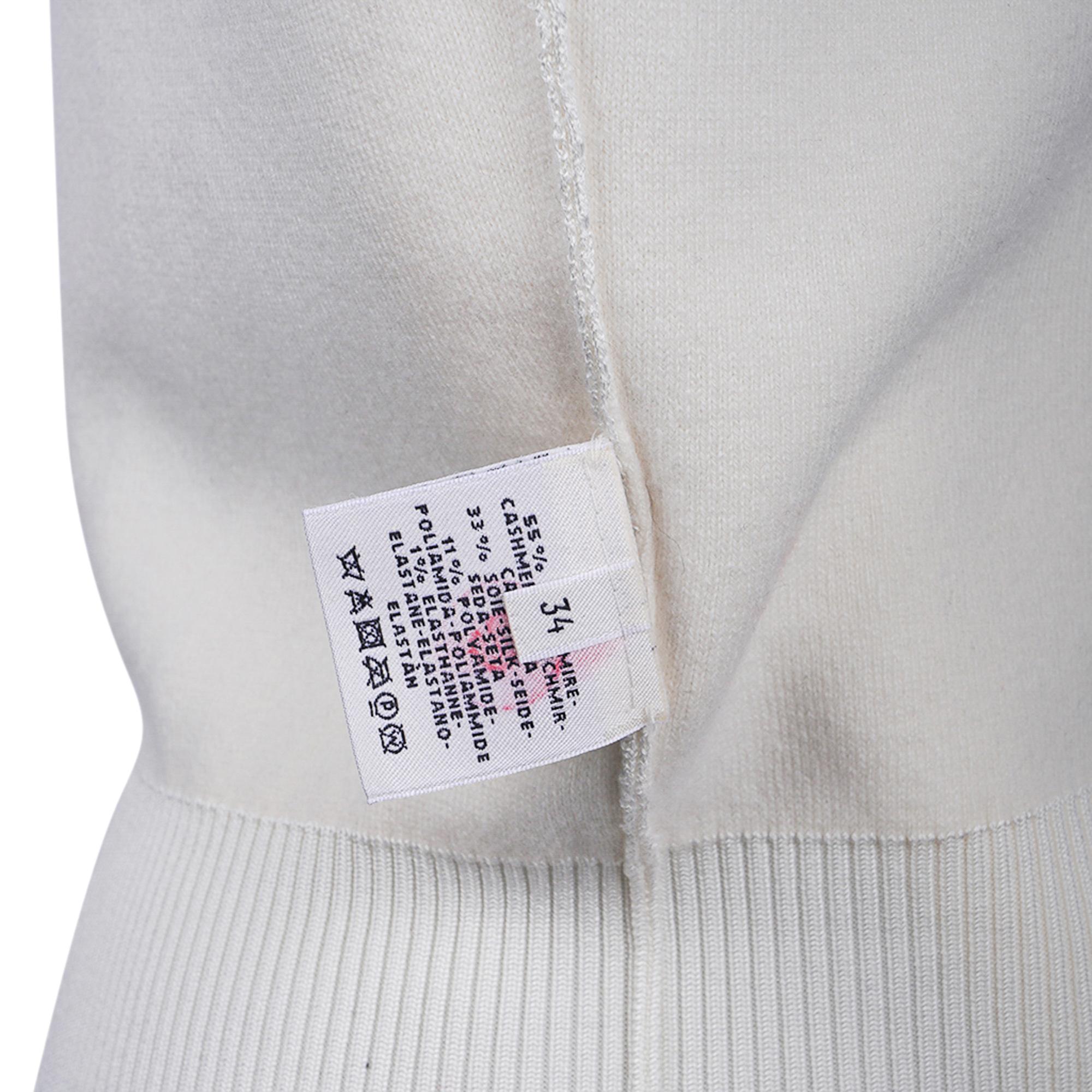 Hermes Sweater Ex-Libris Winter White Cashmere and Silk  34 / 4 For Sale 7