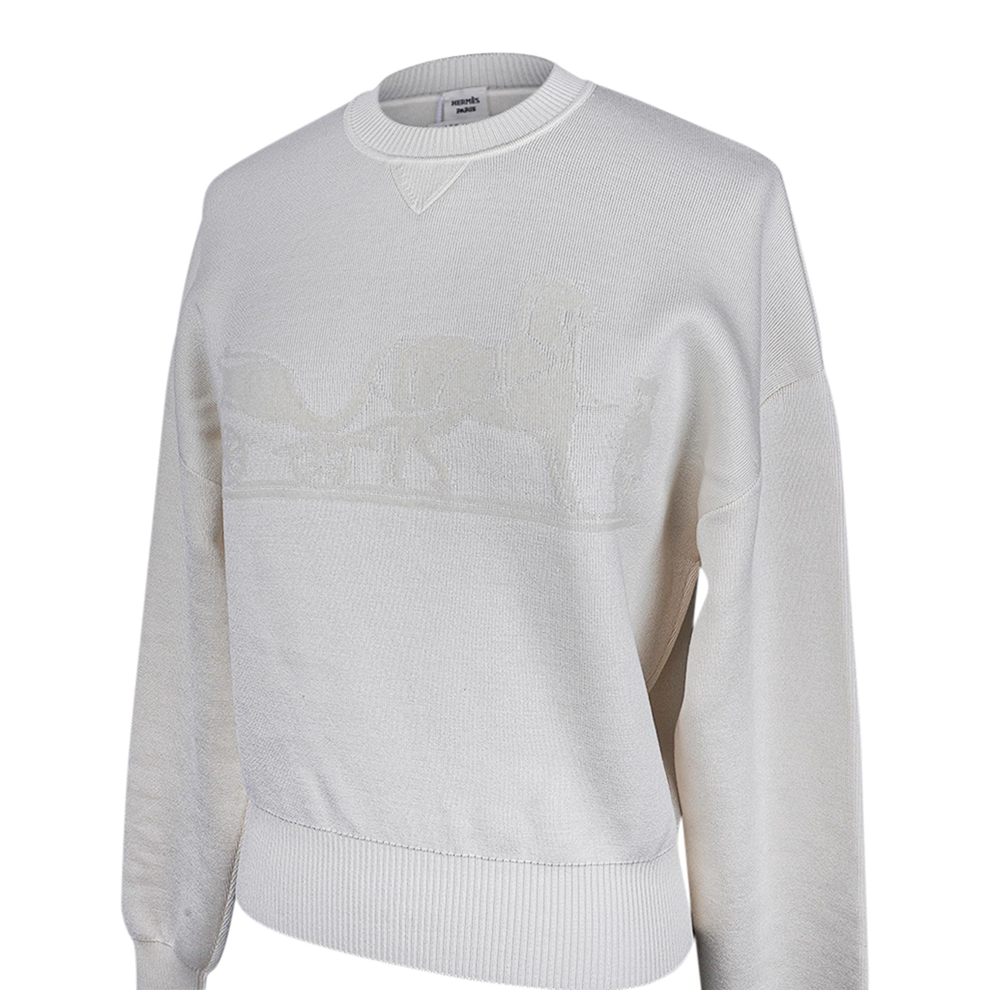 Women's Hermes Sweater Ex-Libris Winter White Cashmere and Silk  34 / 4 For Sale