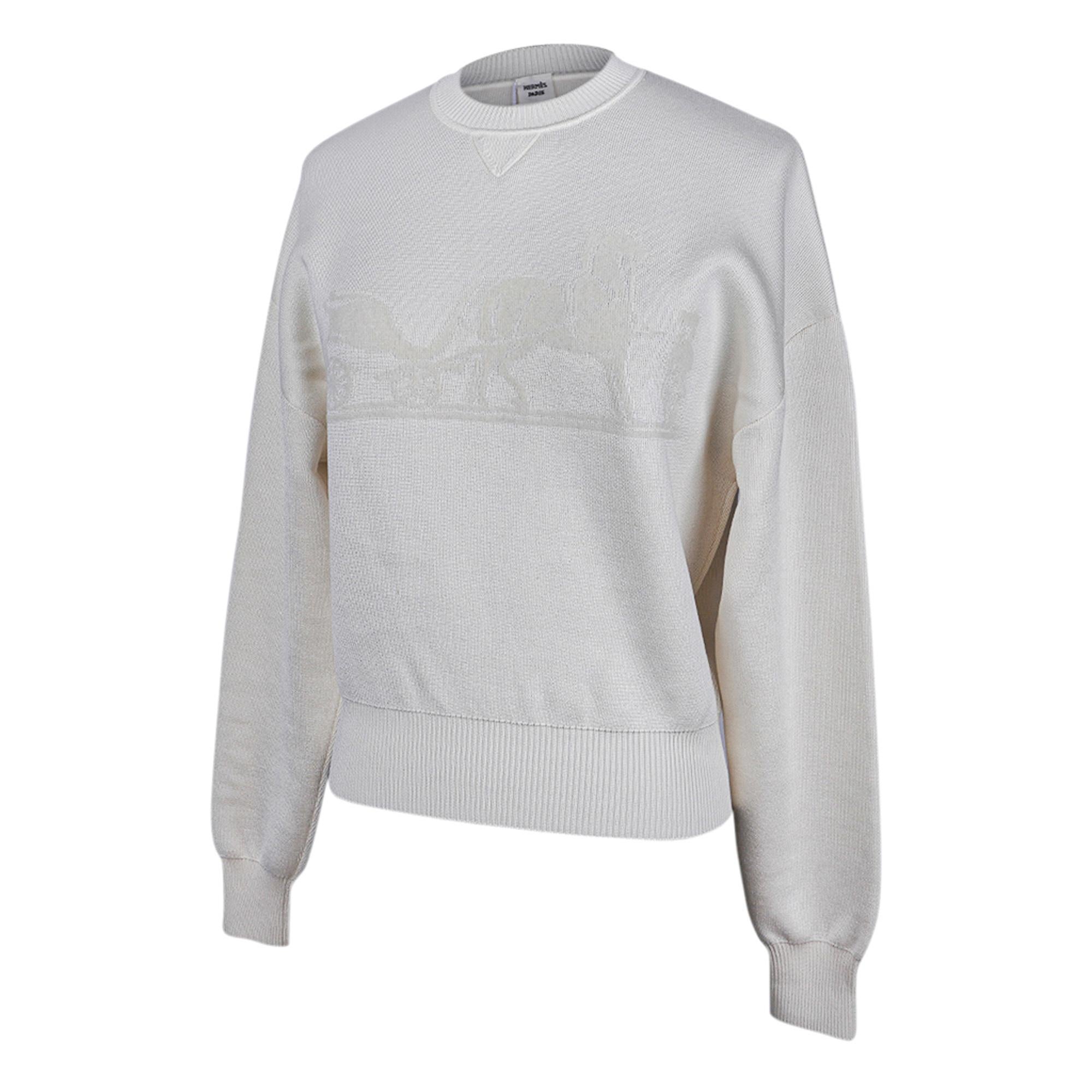 Hermes Sweater Ex-Libris Winter White Cashmere and Silk  34 / 4 For Sale 2