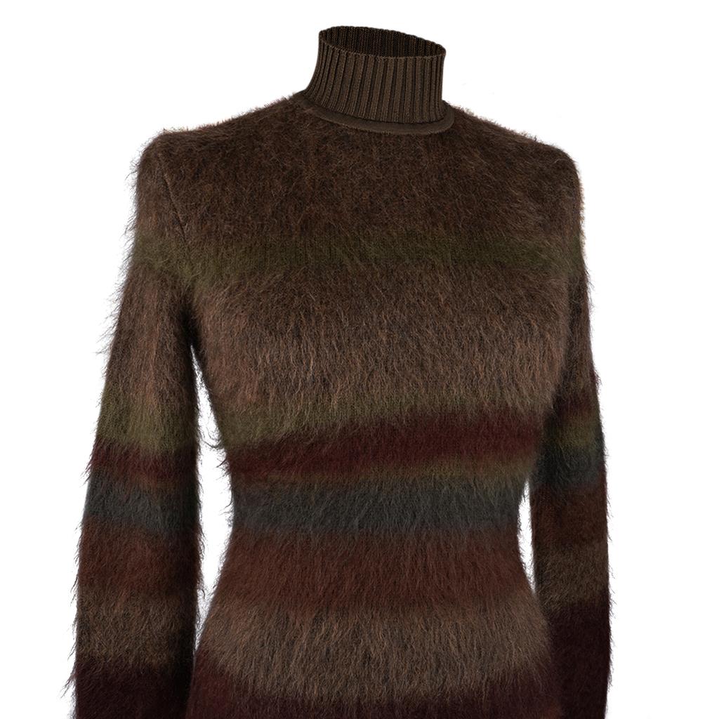 Black Hermes Sweater Striped Wool / Mohair / Silk / Cashmere 36 / 4 For Sale