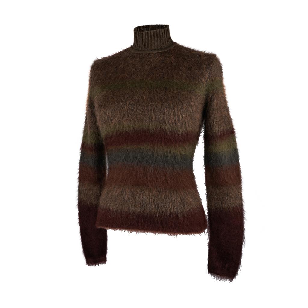 Hermes Pullover Gestreift Wolle / Mohair / Seide / Kaschmir 36 / 4 (Schwarz) im Angebot